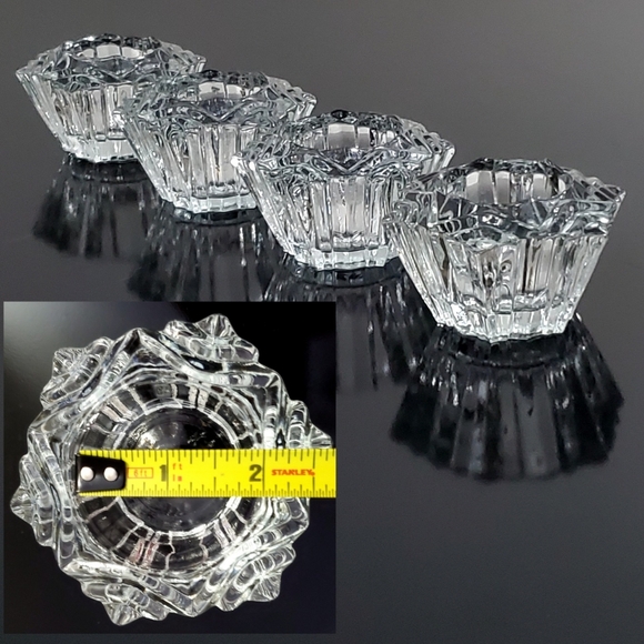 5pc "Prism" Crystal (4) Votive Holders & (1) 6" Crystal Bowl/Pillar🕯 Holder - Picture 7 of 16